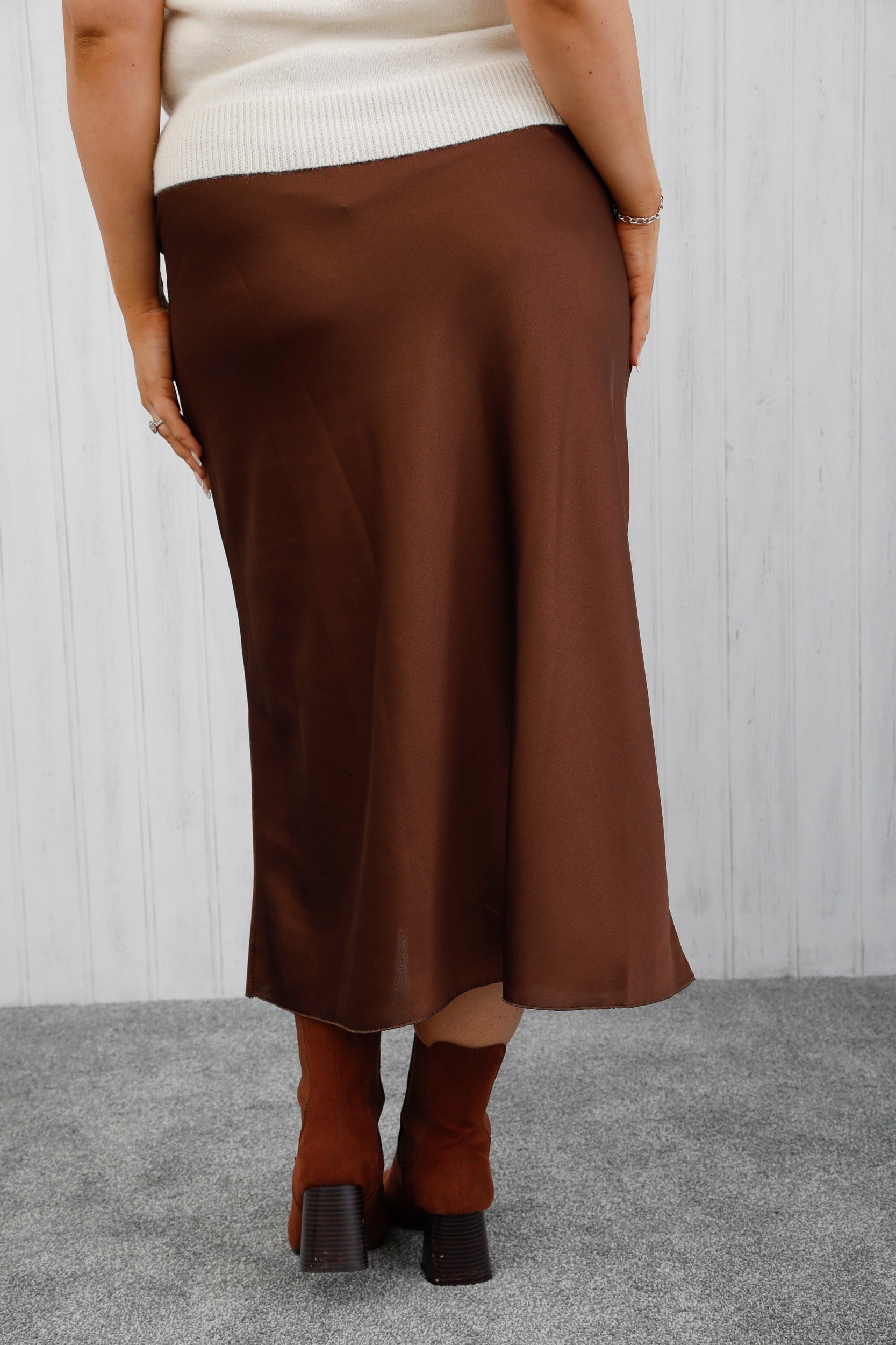 The Icon Satin Skirt Chocolate