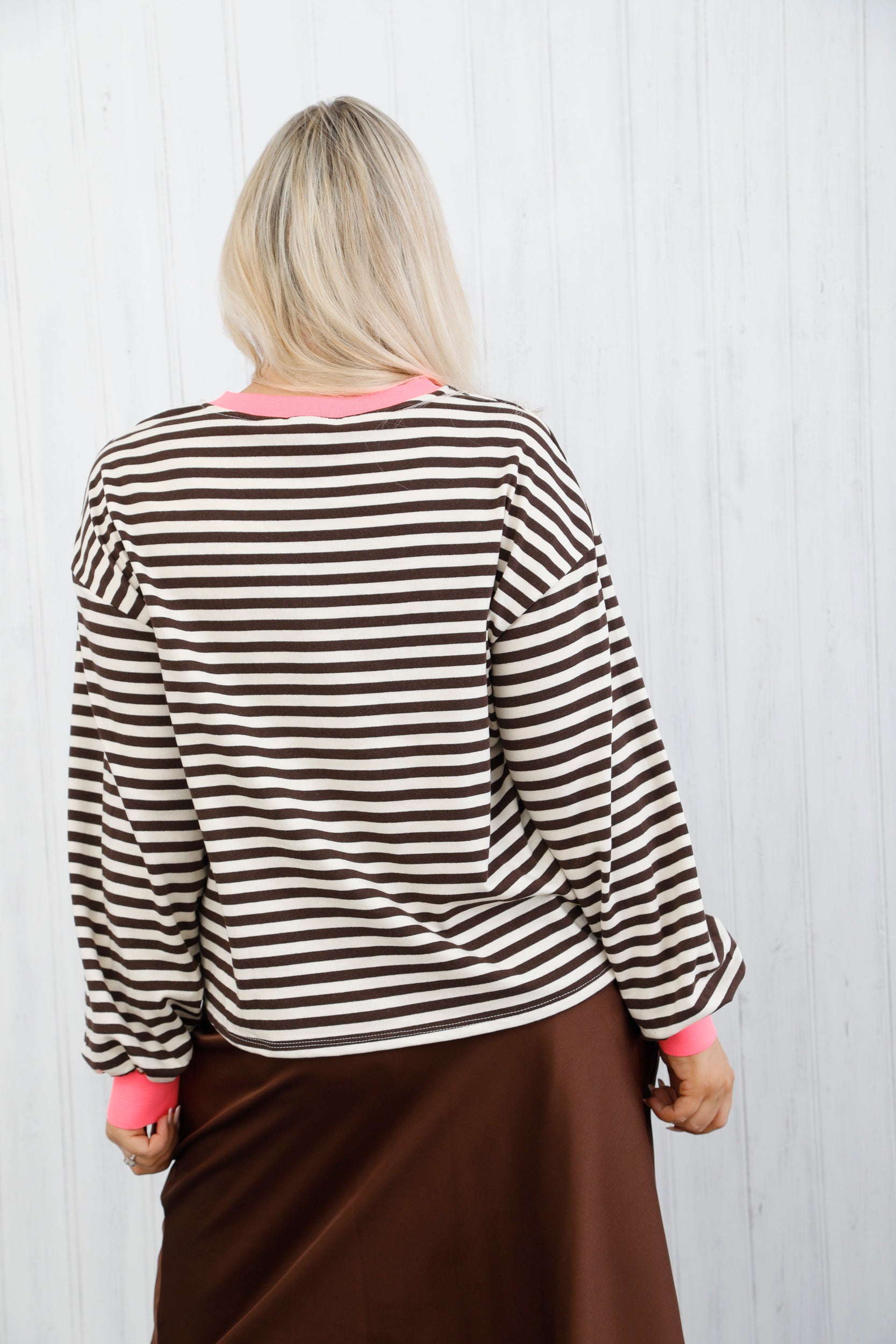 Free Spirit Stripe Top Chocolate