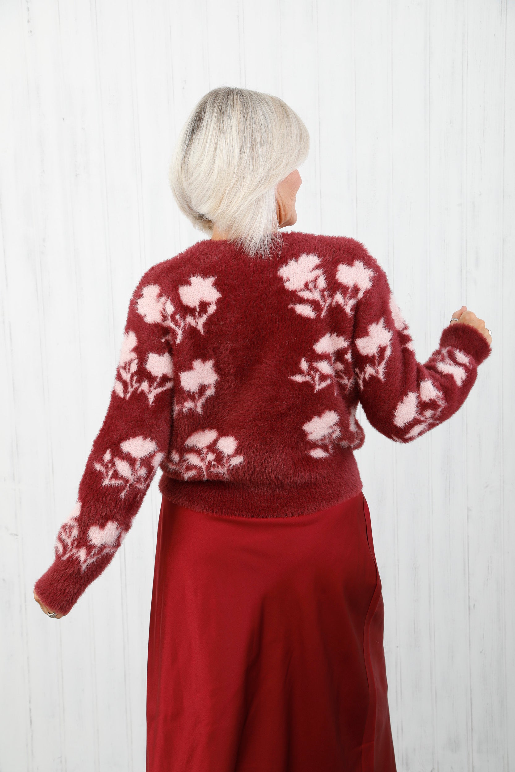 Dynasty Teddy Cardigan Wine
