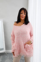 The Virgo Fringe Knit Pink