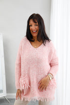 The Virgo Fringe Knit Pink