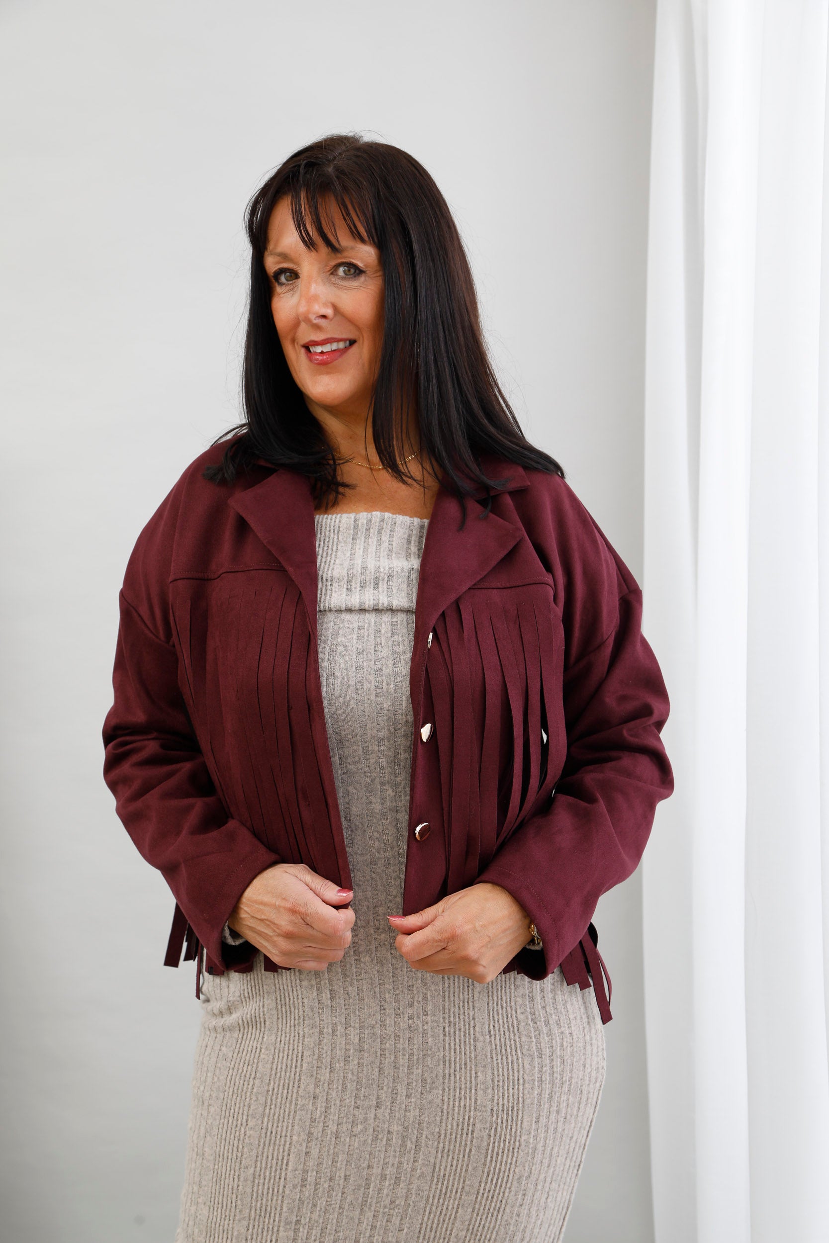 Scorpio Suede Jacket Burgundy