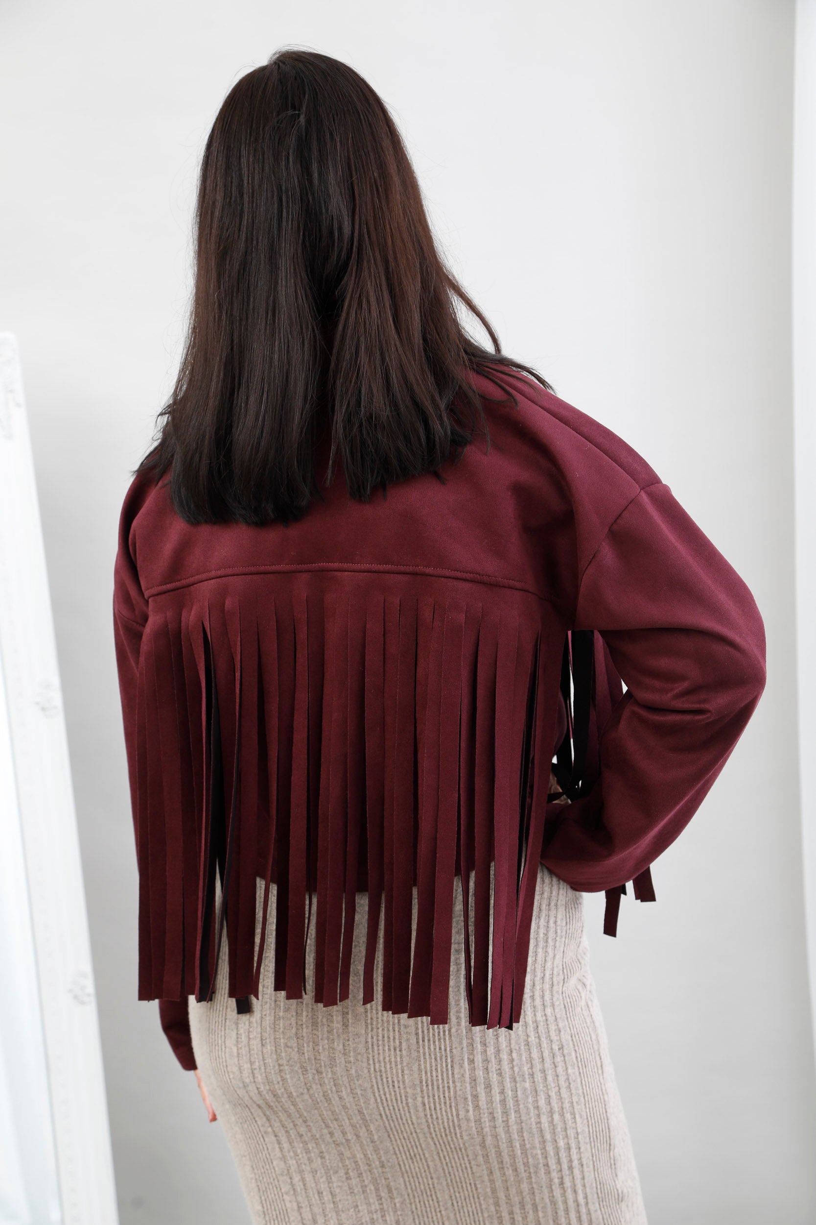 Scorpio Suede Jacket Burgundy