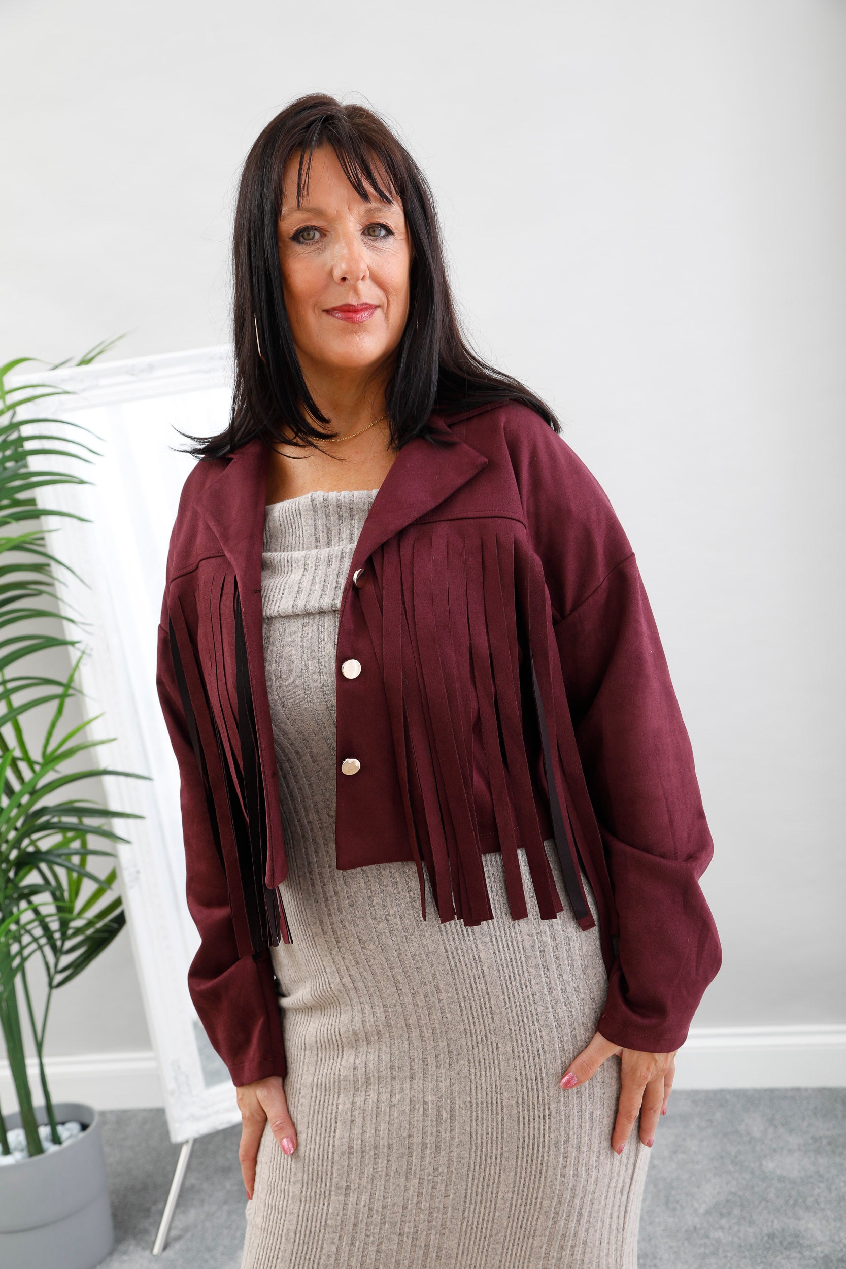 Scorpio Suede Jacket Burgundy