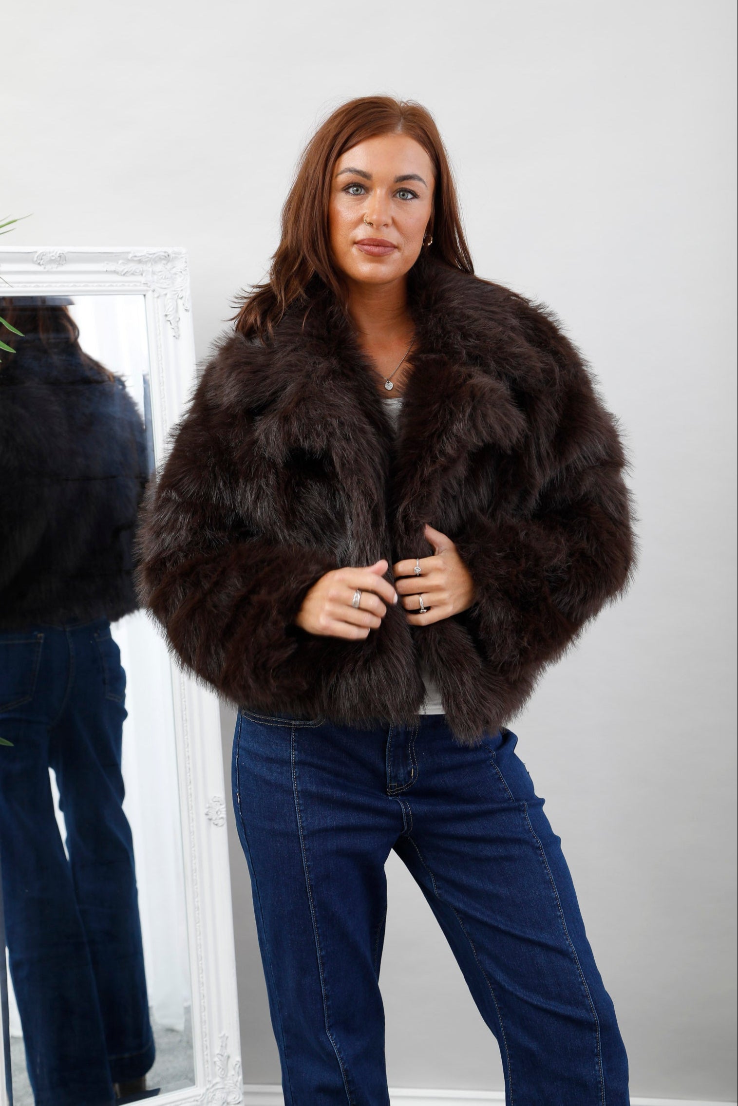 Virgo Faux Fur Jacket Chocolate