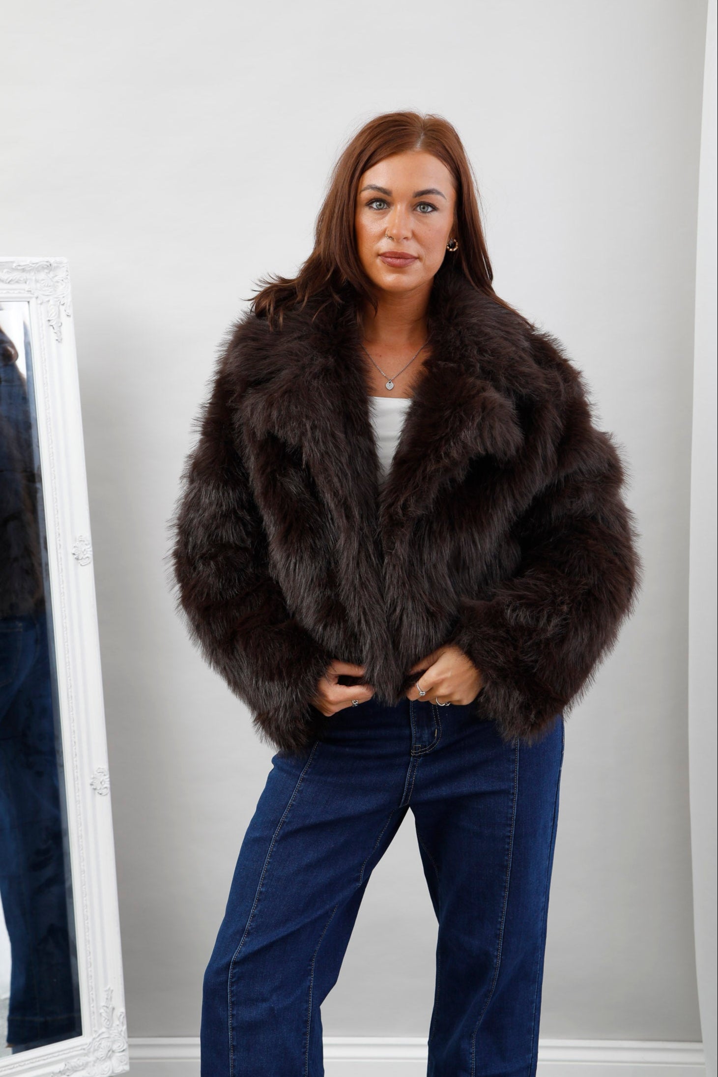 Virgo Faux Fur Jacket Chocolate