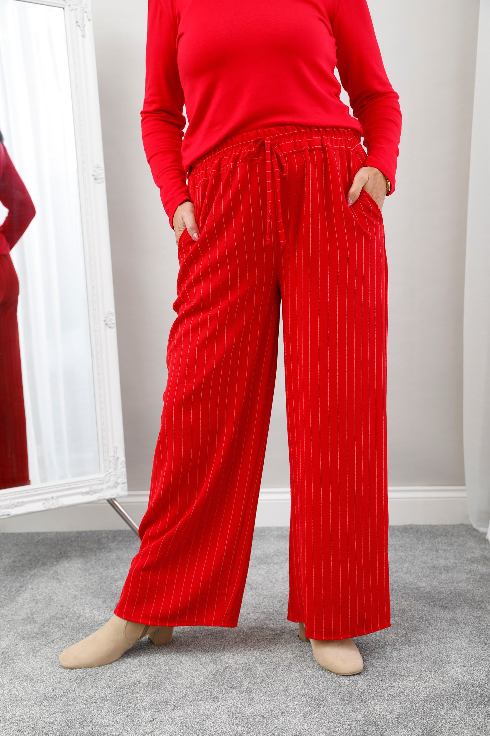 The Signature Stripe Trousers Cherry