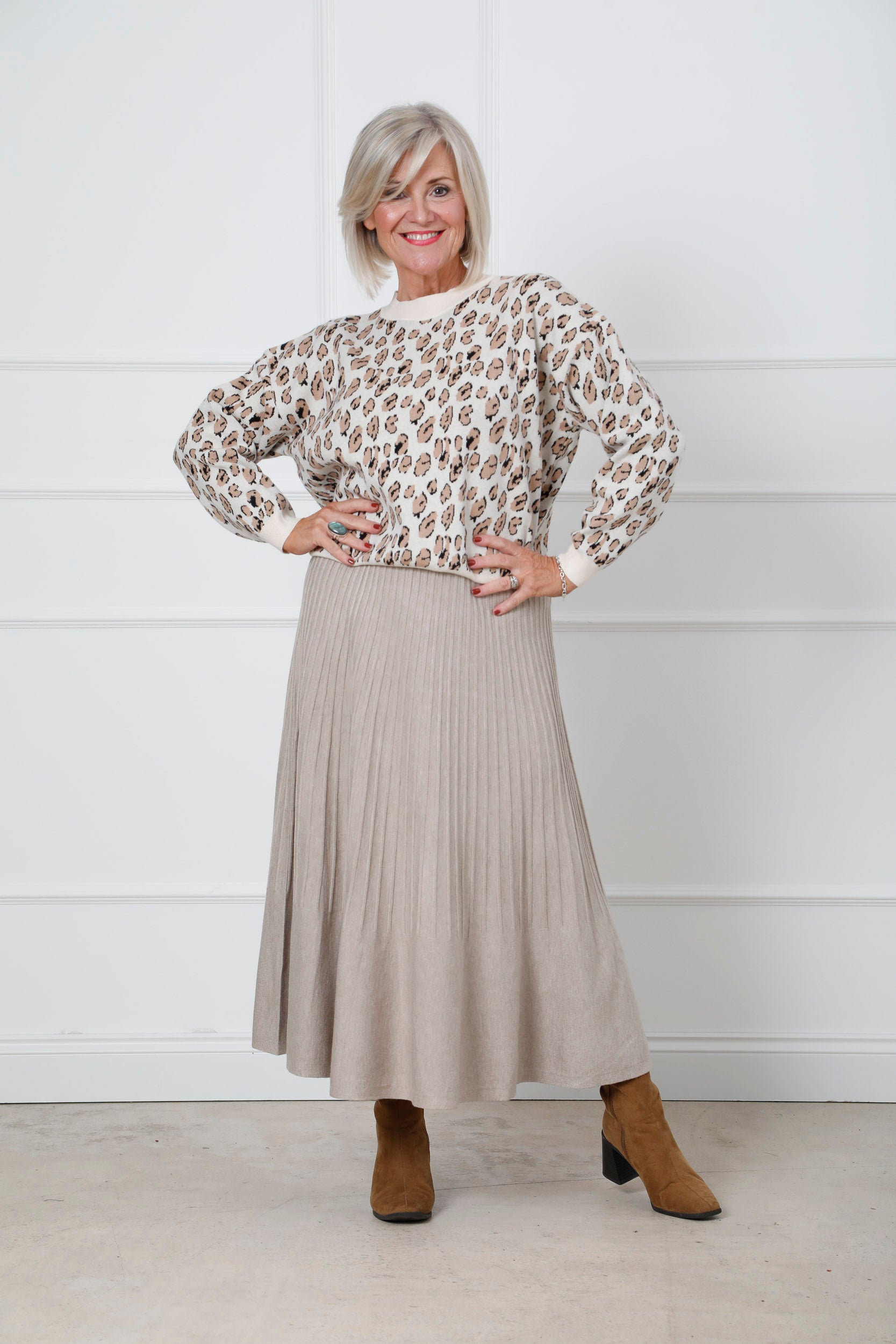 The Icon Knit Skirt Beige