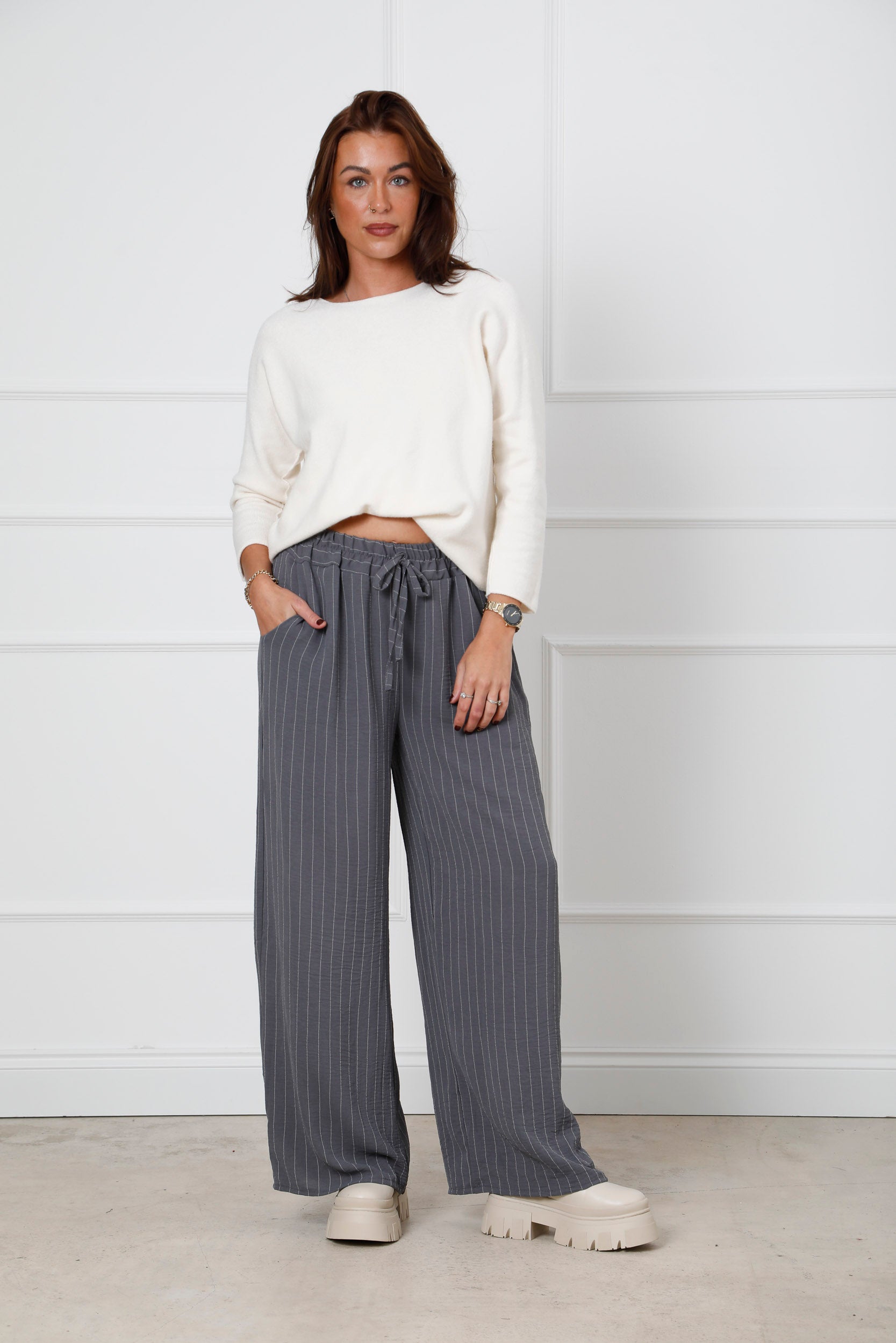 The Signature Stripe Trousers Grey