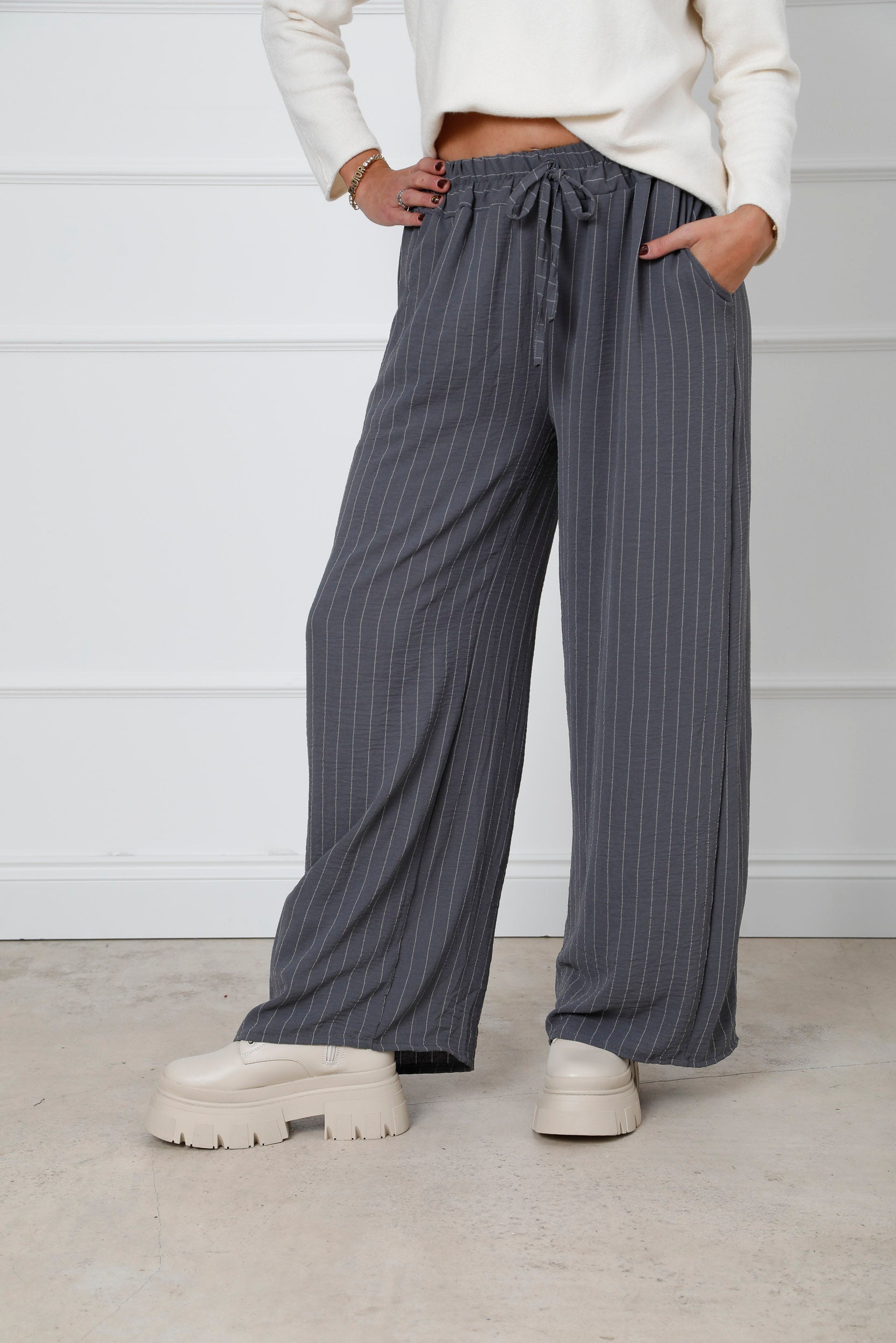 The Signature Stripe Trousers Grey