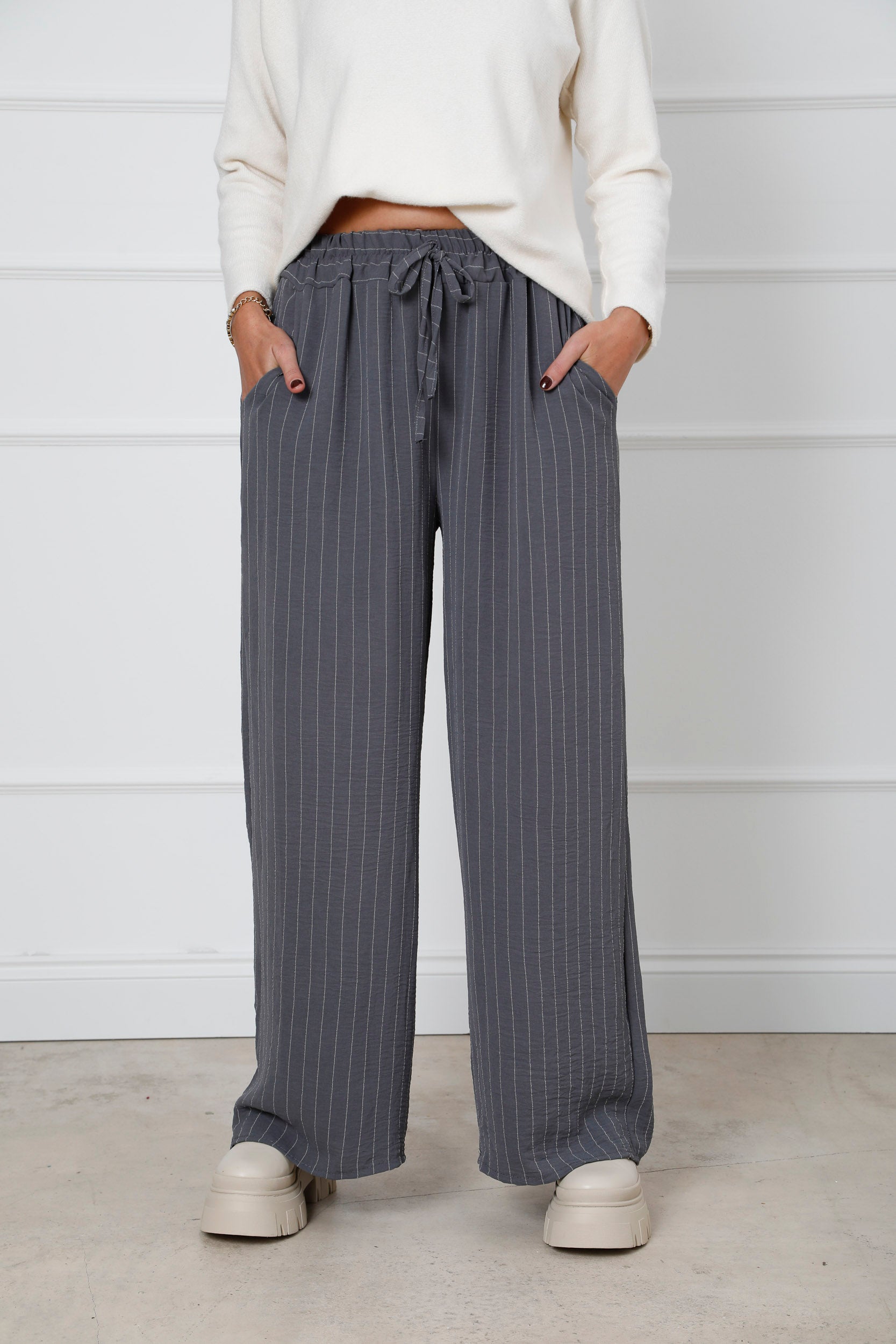 The Signature Stripe Trousers Grey