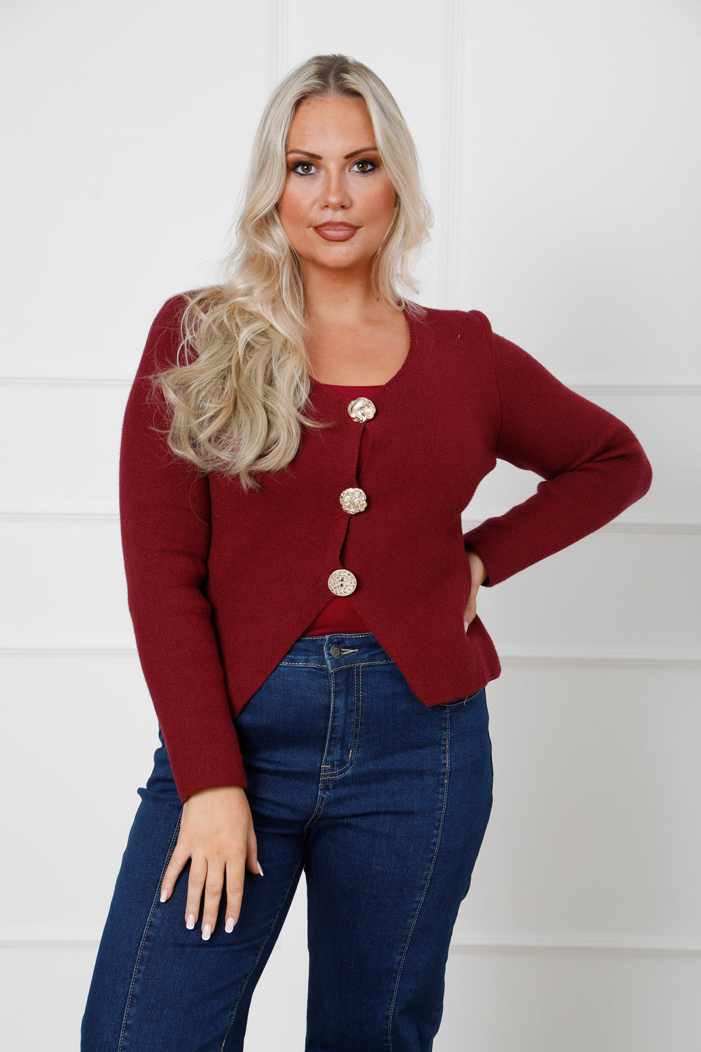 Eclipse Knit Cardigan Burgundy