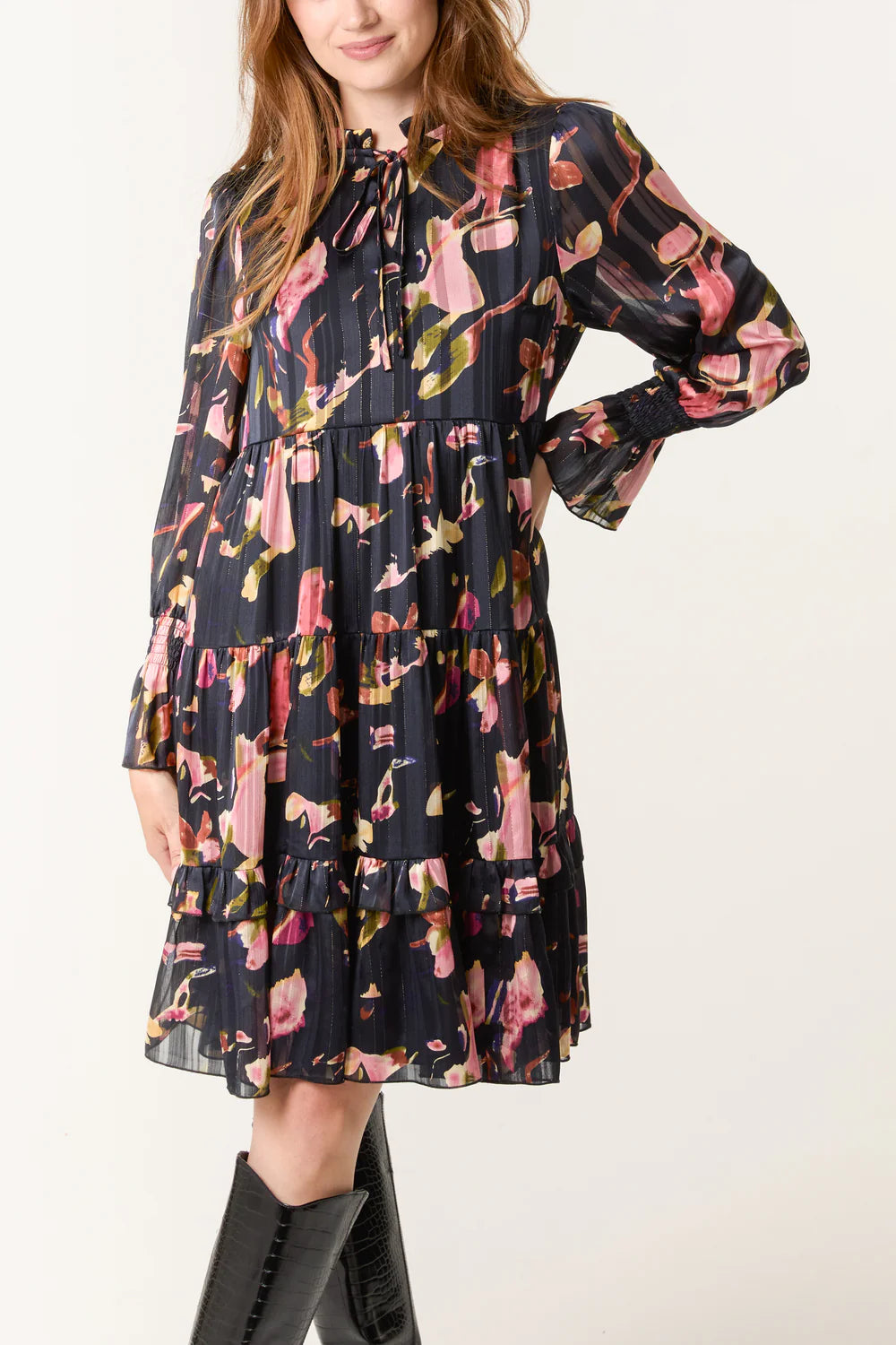 Empire Chiffon Dress Black