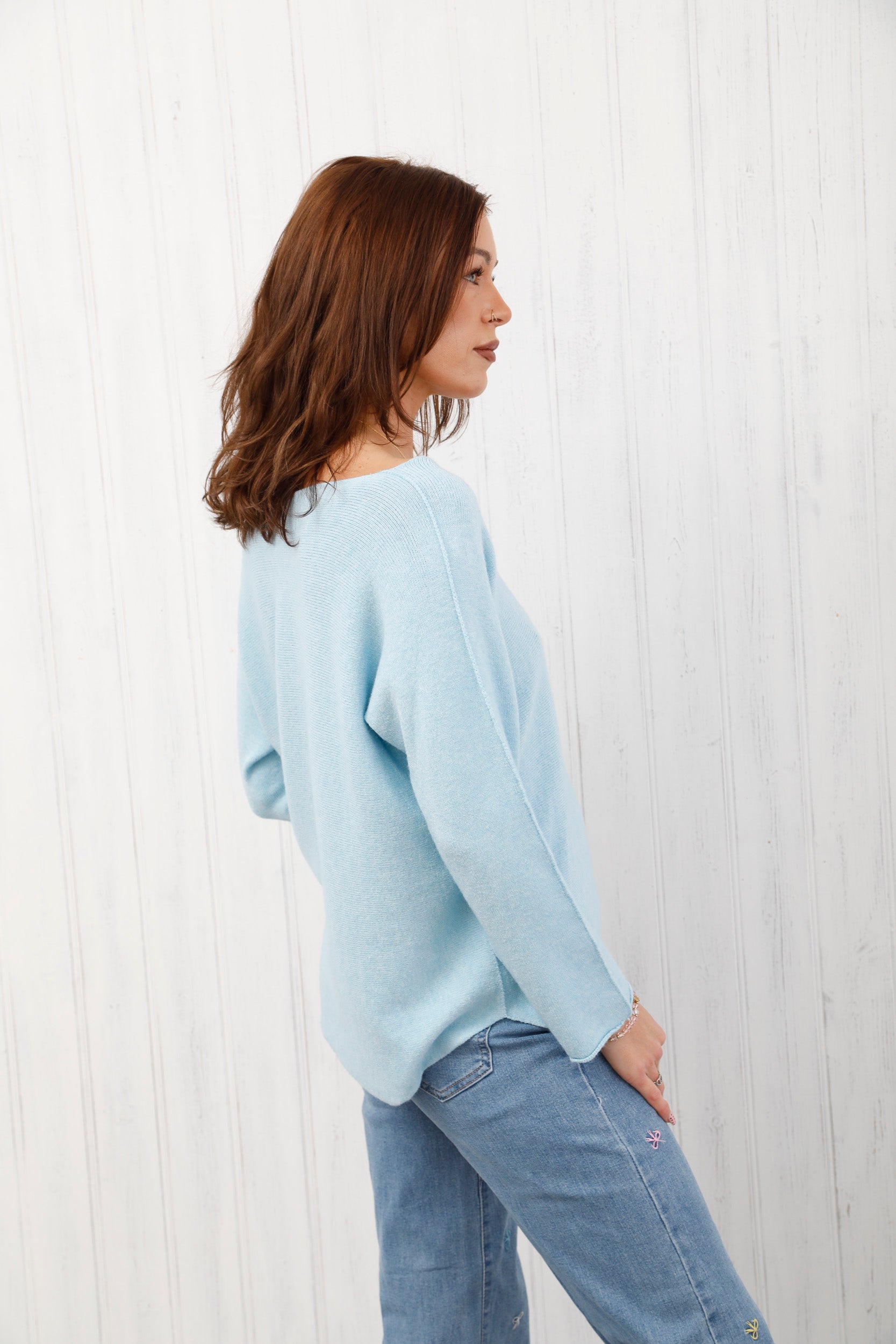 The Core Knit V Neck Jumper Sky Blue
