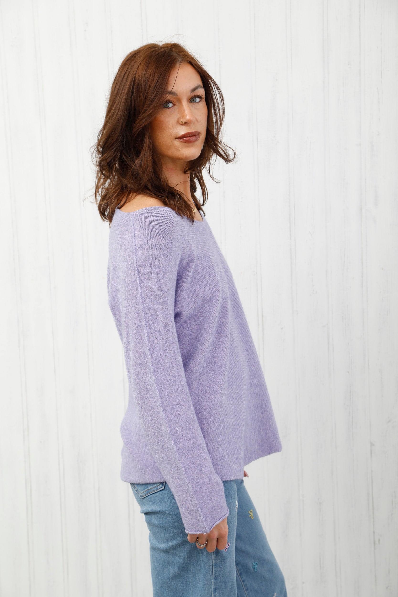 The Core Knit V Neck Jumper Lilac