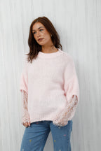 The Lace Sleeve Jumper Pink