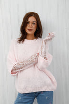 The Lace Sleeve Jumper Pink