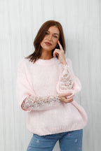 The Lace Sleeve Jumper Pink