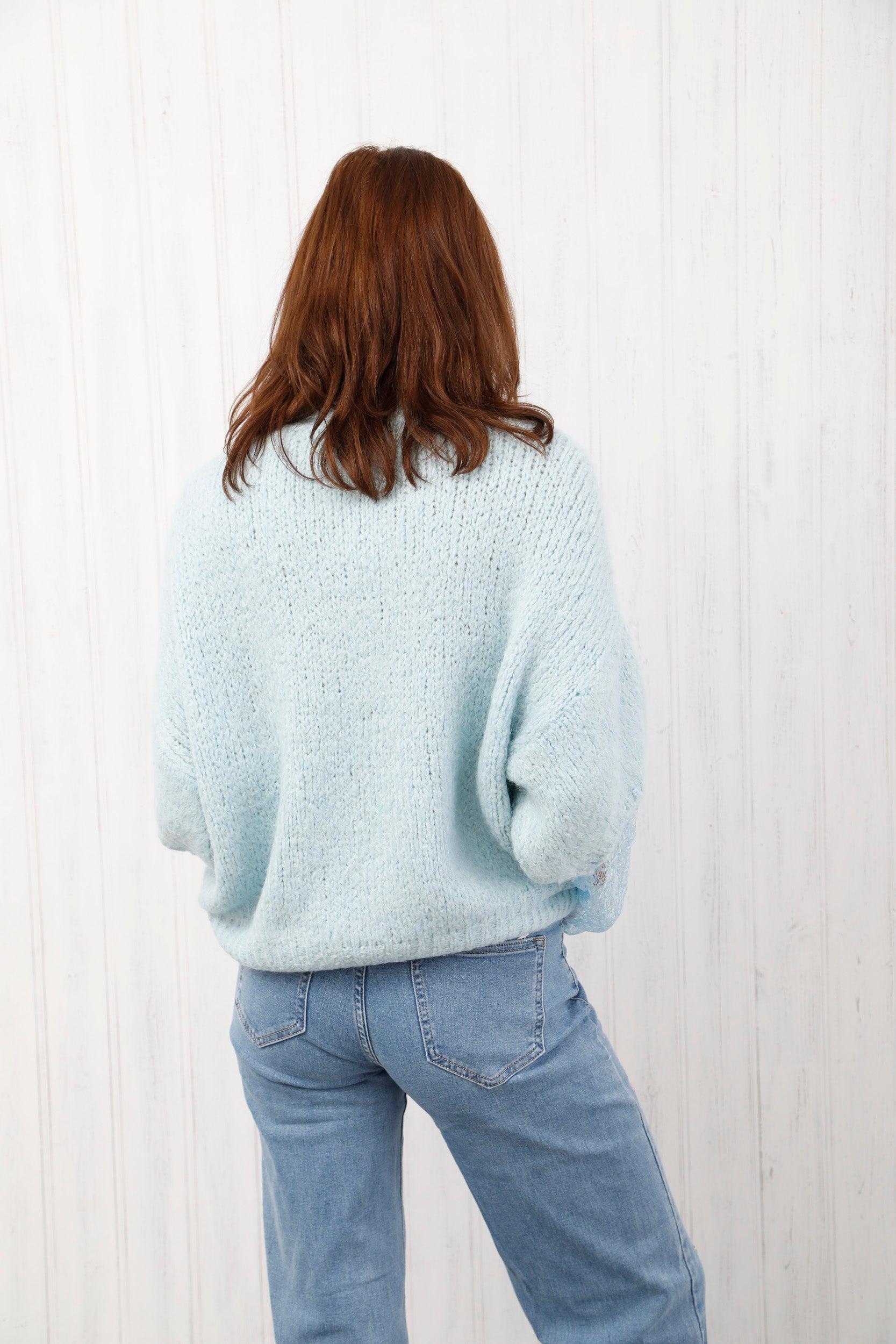 The Lace Sleeve Jumper Blue