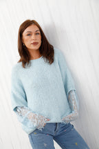 The Lace Sleeve Jumper Blue