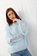 The Lace Sleeve Jumper Blue