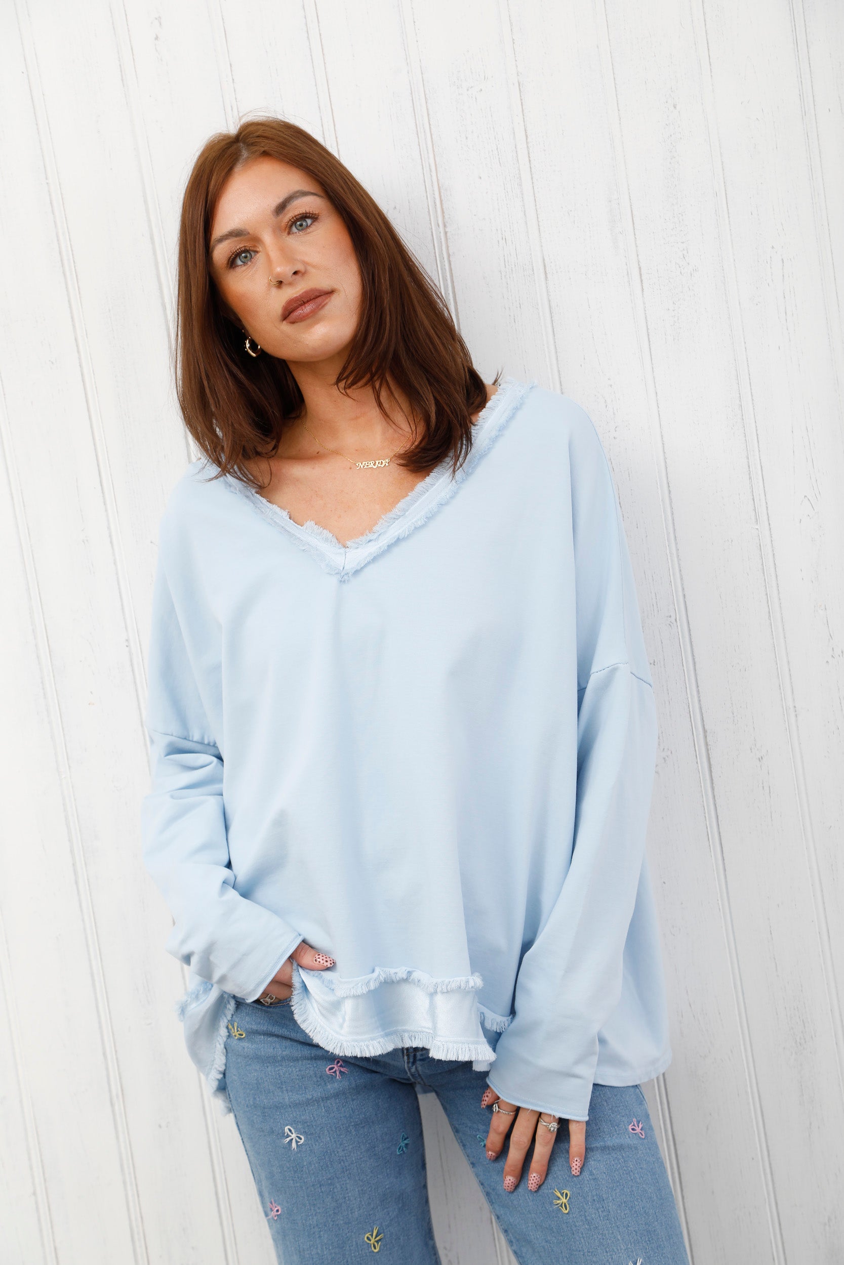 The Raw Edge Jumper Sky Blue