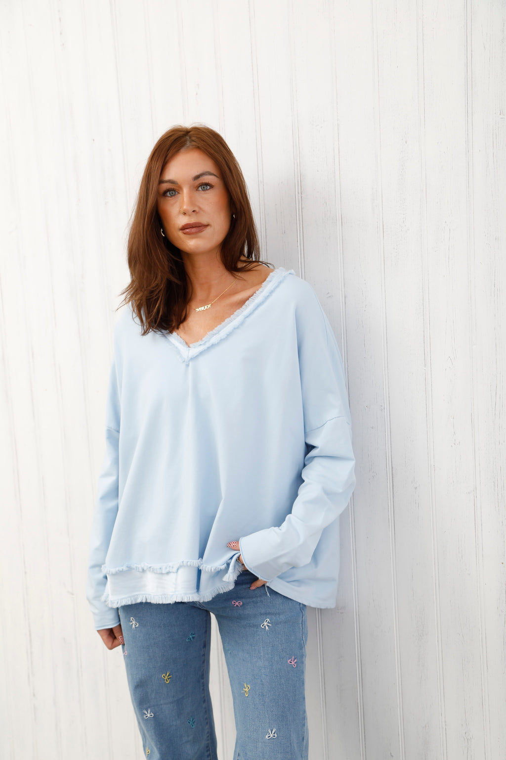 The Raw Edge Jumper Sky Blue