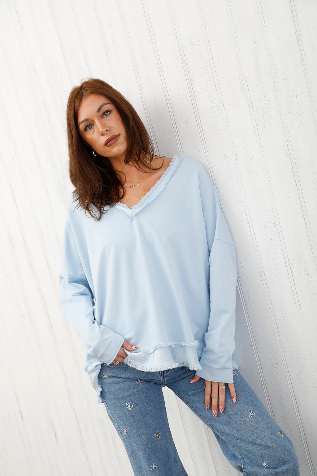 The Raw Edge Jumper Sky Blue