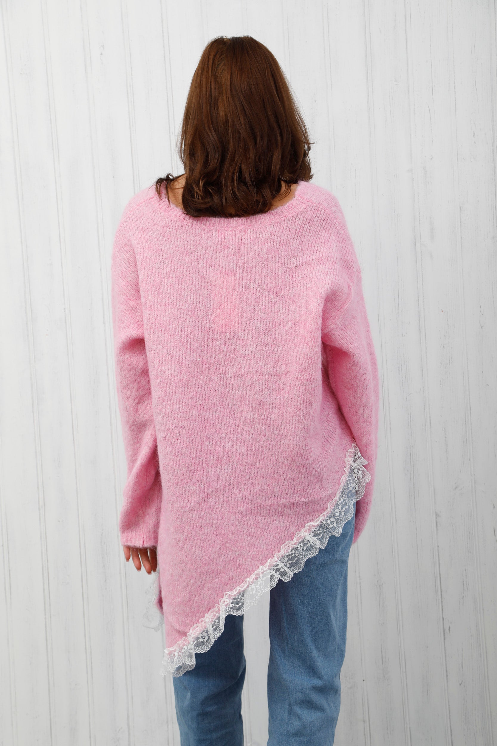 The Lace Trim Knit Pink