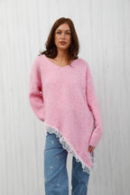 The Lace Trim Knit Pink