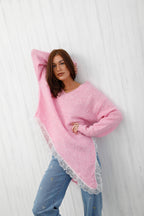 The Lace Trim Knit Pink