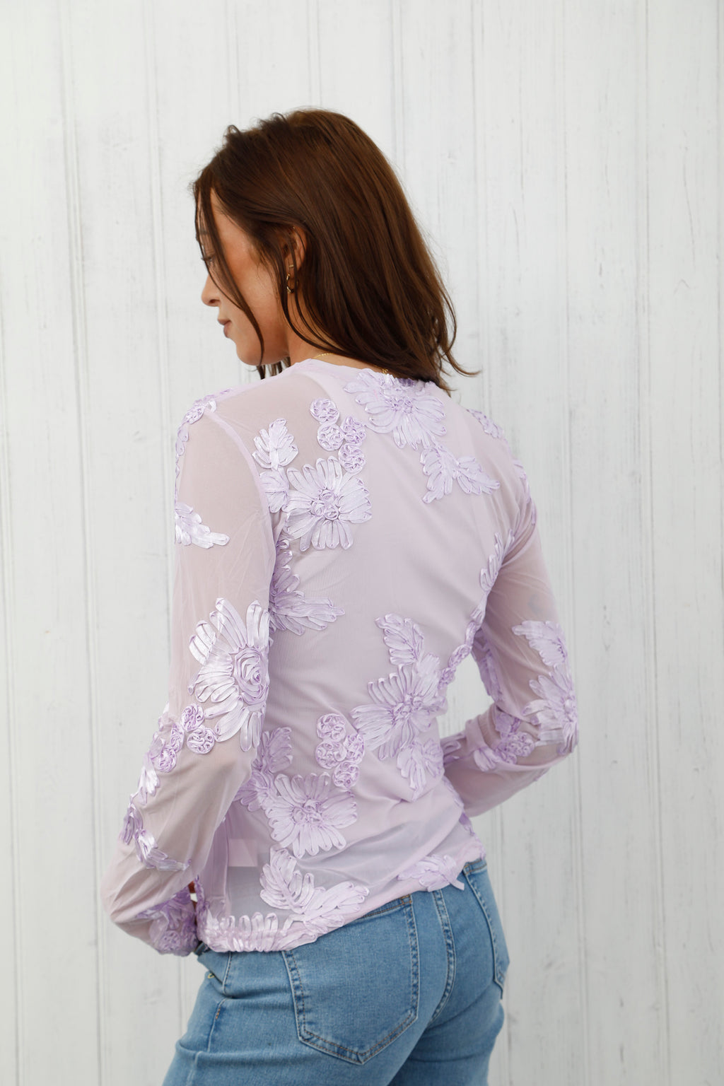 The Floral Mesh Top Lilac