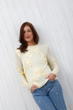 The Floral Mesh Top Lemon