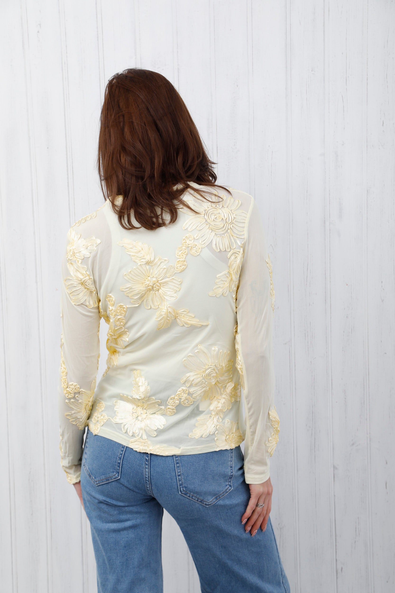 The Floral Mesh Top Lemon