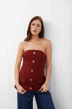 The Muse Tailored Top Burgundy