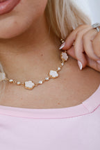 Cleo Diamante Clover Necklace White
