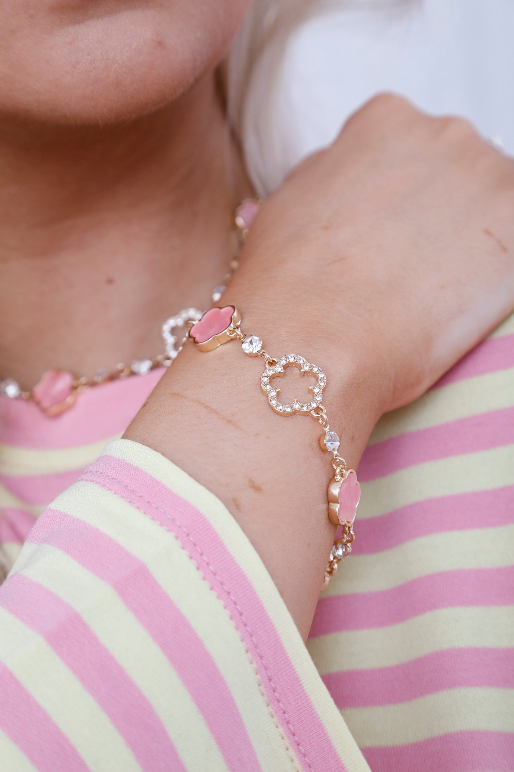 Chloe Clover Bracelet Pink