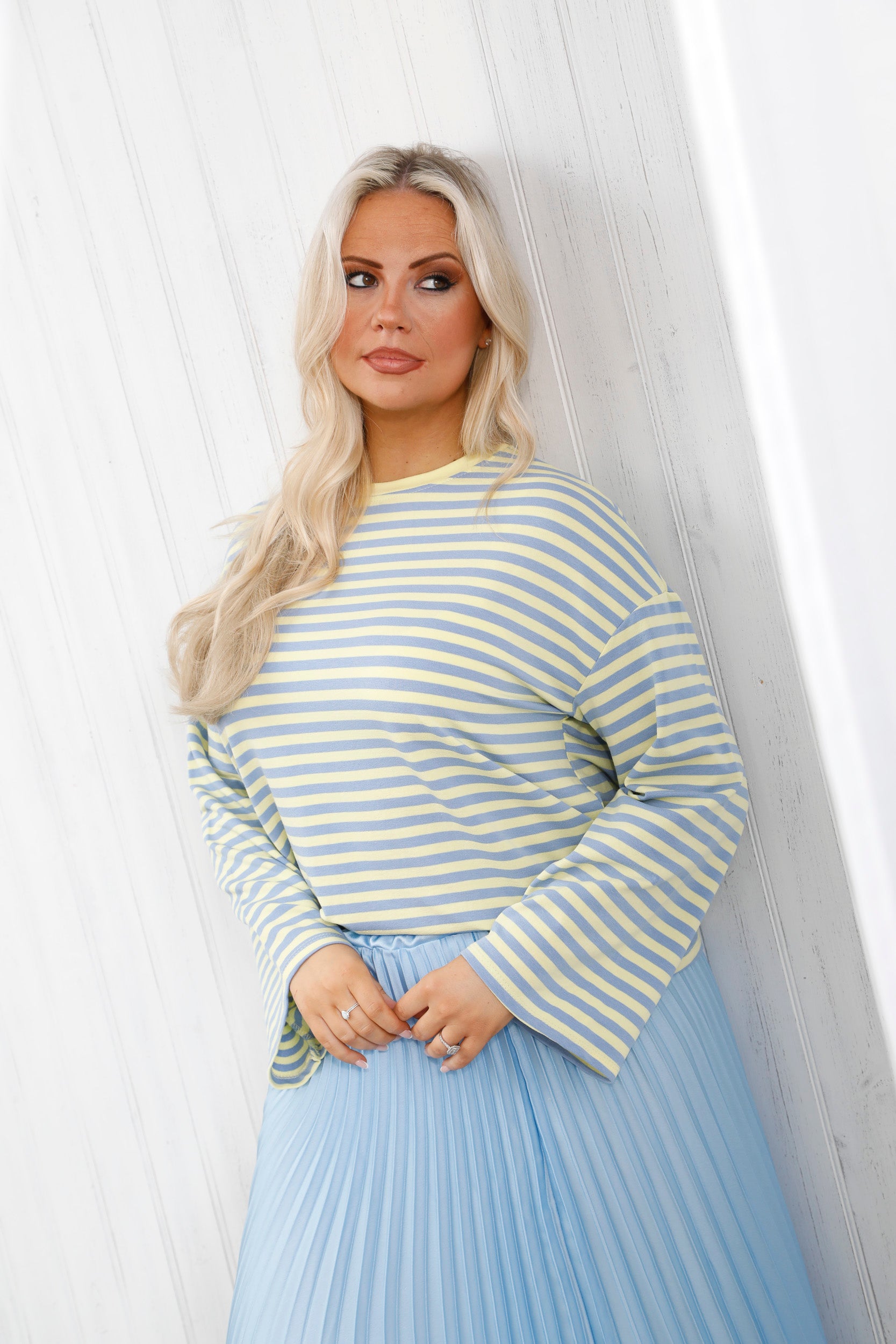 Sophia Stripe Top Lemon Sky