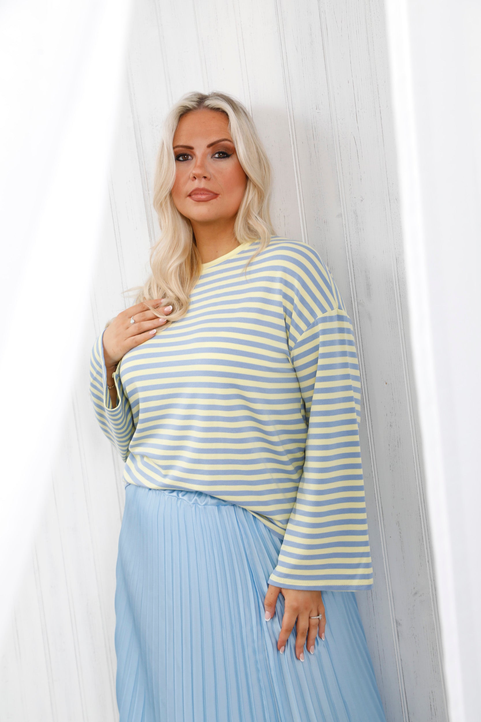 Sophia Stripe Top Lemon Sky
