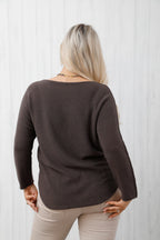 The Core Knit V Neck Jumper Chocolate
