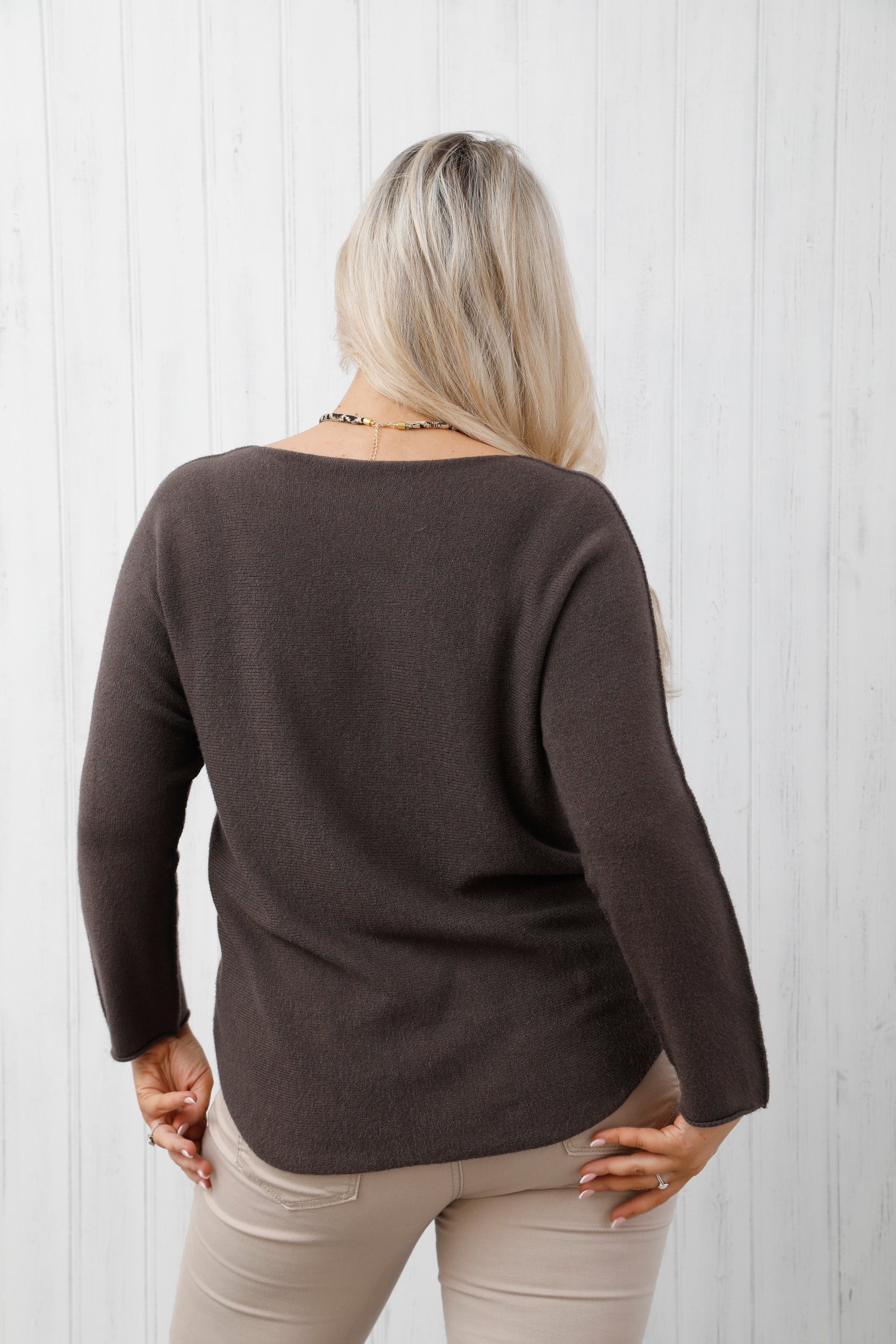 The Core Knit V Neck Jumper Chocolate