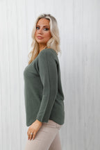 The Core Knit V Neck Jumper Khaki
