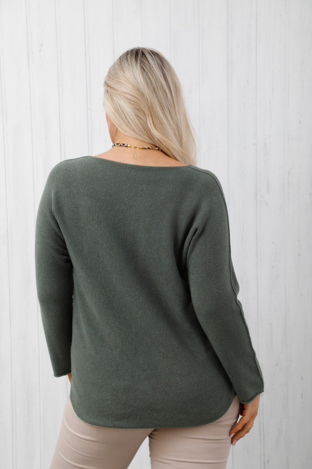 The Core Knit V Neck Jumper Khaki