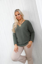 The Core Knit V Neck Jumper Khaki