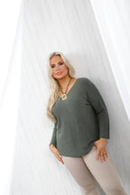 The Core Knit V Neck Jumper Khaki