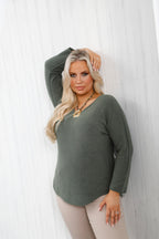 The Core Knit V Neck Jumper Khaki