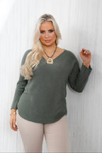 The Core Knit V Neck Jumper Khaki