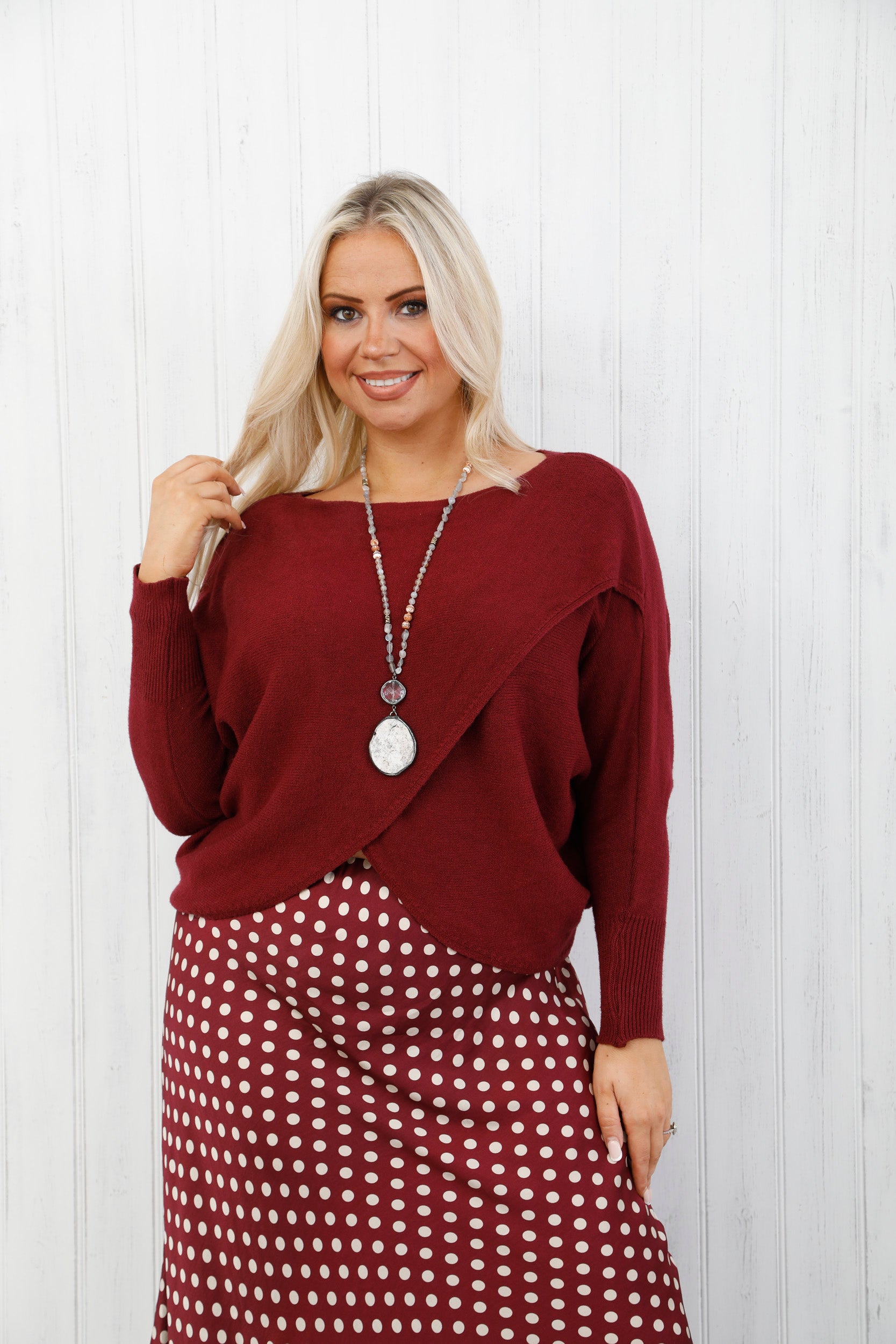 The Base Crossover Knit Burgundy