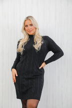Cable Knit Dress Black