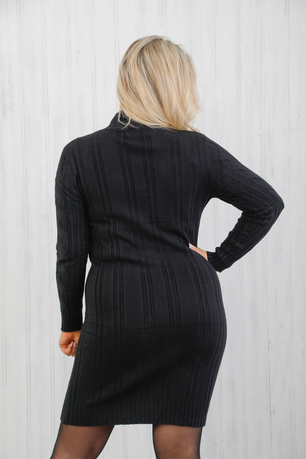Cable Knit Dress Black